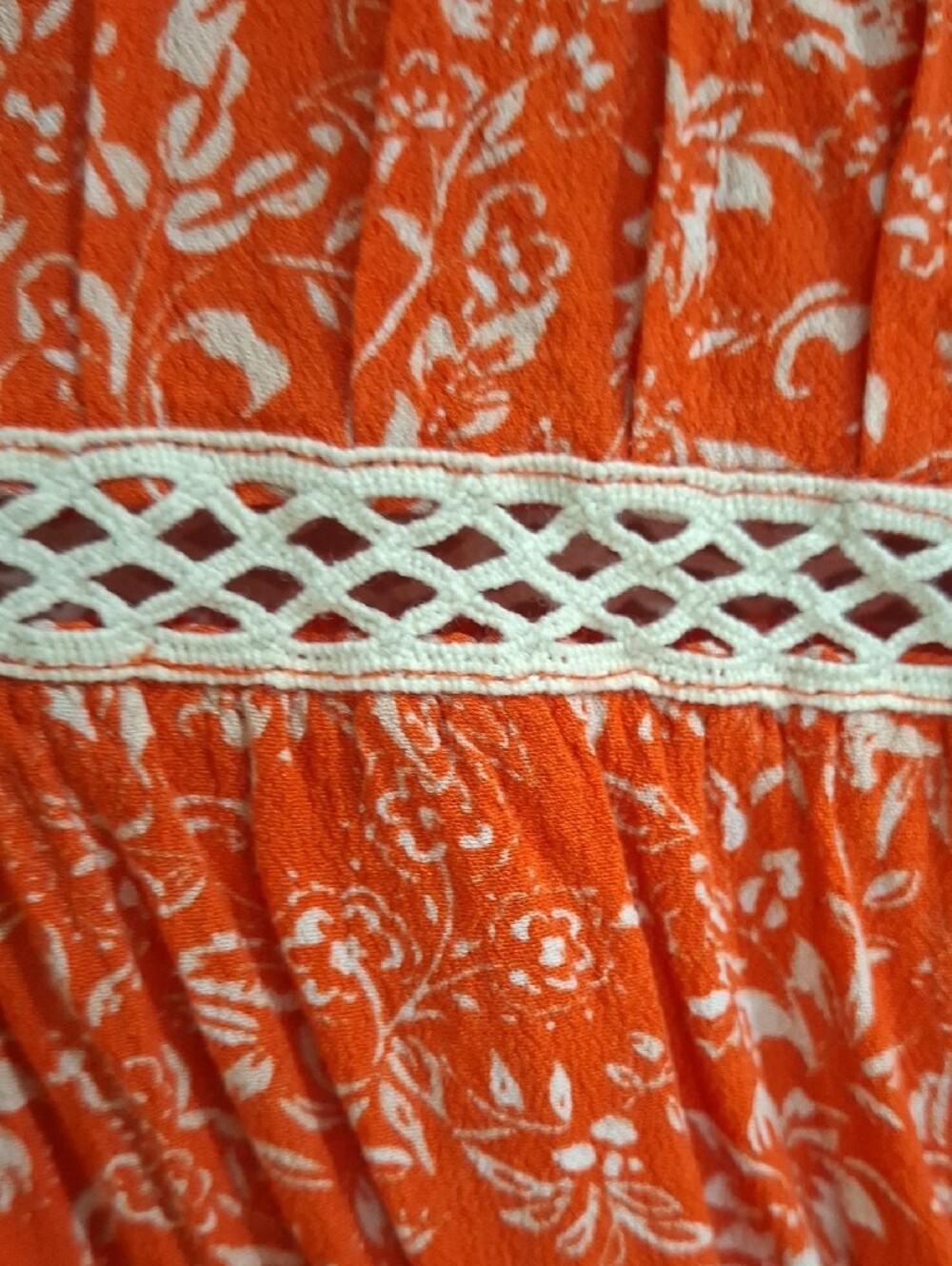 Free People Bright Orange Floral Lace-Trim Tunic - Picture 3 of 5